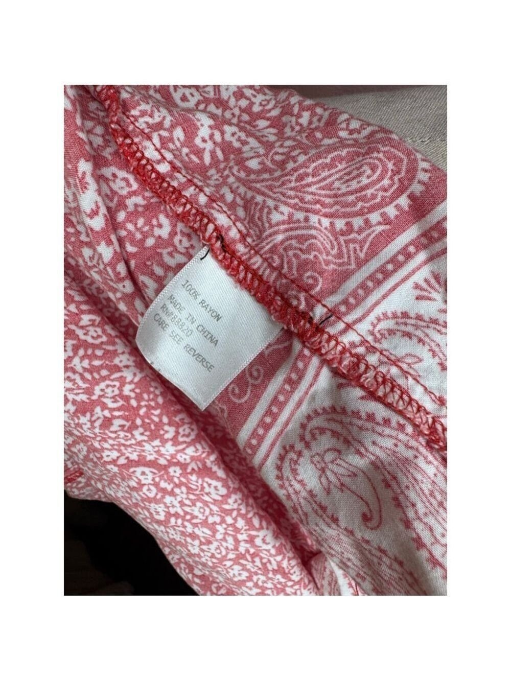Jones & Co. red shirt so 1x. 100% rayon. Long sleeve lightweight, white flowers - Picture 8 of 10